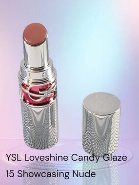 Yves Saint Laurent Loveshine Candy Glaze Cream Lipstick 15 Showcasing Nude NIB